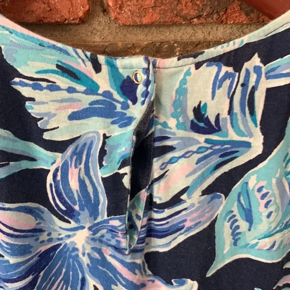 Lilly Pulitzer Odessa Girls Blue Patterned Ruffle Jumpsuit - Picture 11 of 11